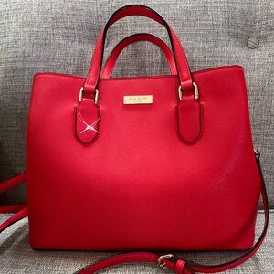 Kate Spade Laurel Way Evangelie Saffiano Leather Multi Compartment Red Bag